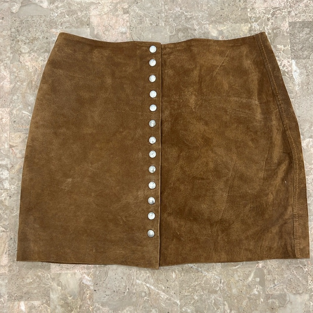 Suede snap mini skirt size 29 from blanknyc